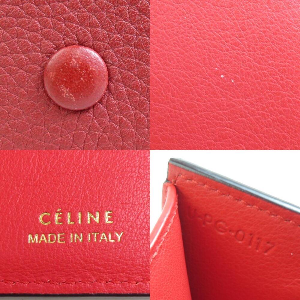 Celine Leather Red Wallet Function Multi Folded T… - image 5